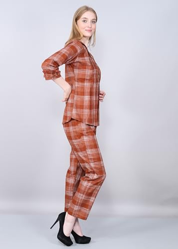 Image of AMOLDO Denim Printed Co-Ord Set For Women | 2 Piece Denim Co-Ord