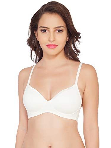 Image of SOIE Women's Solid Semi /Medium Coverage Padded Non-Wired Satin Panelled T-Shirt Bra