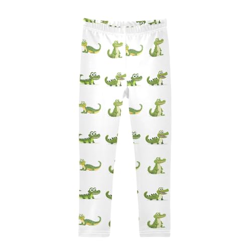 Crocodile Cartoon Animal Girls Casual Leggings for Kids Printed Long Pant Bottoms Stretch and Soft