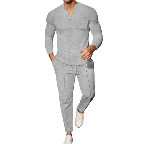 Conjunto genérico de dos piezas de deporte para hombre otoño invierno camiseta de cuello alto y manga larga color sólido en tejido estampado combinado con pantalones de correr conjunto urbano casual