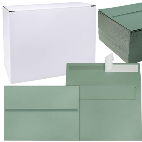 Enveloppes A7 vert sauge pour invitation de mariage et baptême champêtre