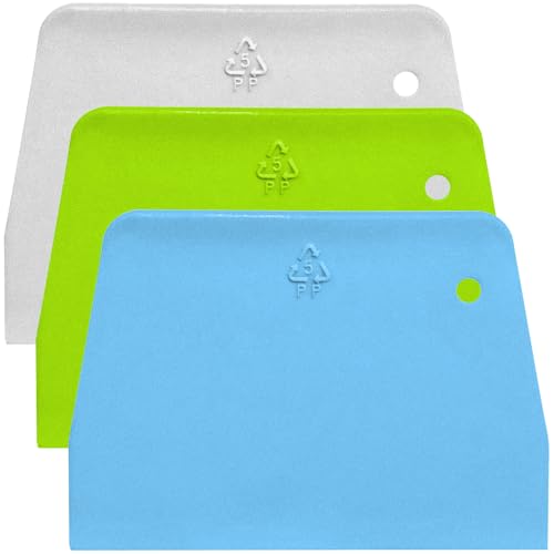 SURDOCA Rasqueta Masa Cortador Masa - 3PCs Raspador de masa de plástico PP DUROS sin BPA - Rasqueta Cortadora de Masa Espátula Rasqueta para Hornear