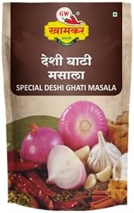 GW Khamkar Special Deshi Ghati Masala Powder,Indian Spices,Assal Gavran Masale,Authentic Maharashtrian Taste,Onion-garlic,Mixed,Originated From Western Maharashtra,Traditionally Pounded,185 Gm