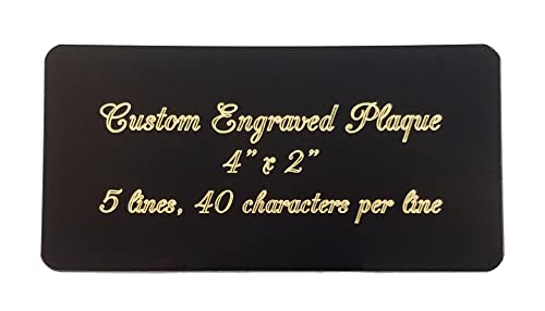 4" W X 2" H | Custom Engraved Brass Name Plates With Adhesive, Made In Usa, Personalized Memorial Plaque For Pet Urn, Flag Case, Picture Frame, Art Tag (4" X 2", Black Brass (Gold Lettering)) #TOP1