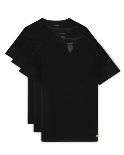 Lyle & Scott Basic 3 Pack V Neck T-Shirt, Z865 Jet Black, L