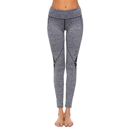 KUKICAT Women Splicing Exercise to Lift Buttocks High Waist Tight Yoga Pants Trousers Grey