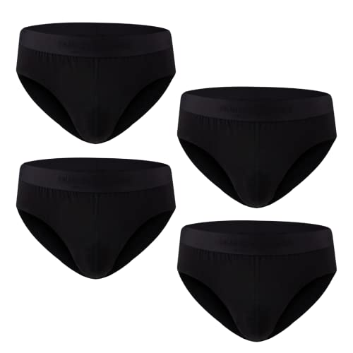 Hunter&Hawks Herren 4er Pack Bambus-Slips, Größe S-6XL, Weich, Antibakteriell und Atmungsaktiv Unterwäsche, Perfekte Passform, Cool Dry Herren-Slips, Schwarz, Multipack