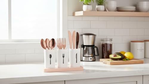 Image of Xmart India Kitchen Organizer Plastic Cutlery Holder Stand for Spoon, Knife, Fork & Chopsticks |Detachable Utensil Storage Box for Kitchen Countertop & Dining Table Cutlary Organiser (Square)