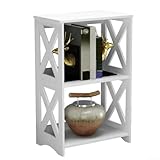 Oniissy Weißer 3-stöckiger Beistelltisch mit Aufbewahrungsregal, kleiner Beistelltisch für Schlafzimmer Wohnzimmer, wasserdichter PVC-Nachttisch mit X-Design, platzsparende schmale Stellfläche, Nein