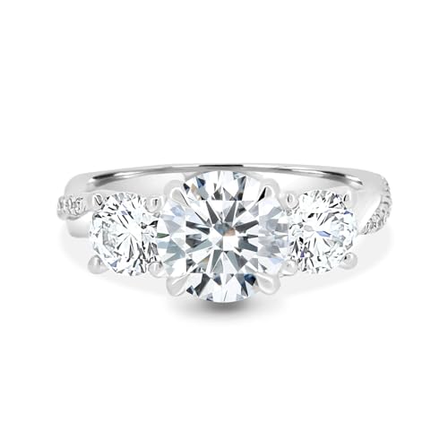 Shree Diamond 3.50 TCW Round Diamond Moissanite Engagement Rin,g Wedding Ring Eternity Band Vintage Solitaire Halo Hidden Prong Setting Silver Jewelry Anniversary Promise Ring Gift (7)