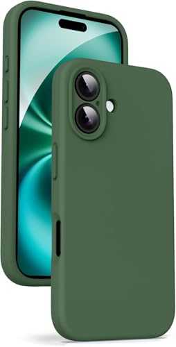 mobistyle Designed for iPhone 16 Plus Soft Liquid Silicone Slim Protective with Microfiber Lining Phone Back Cover Case for iPhone 16 Plus (Green)- Best and cheap mobile covers in India