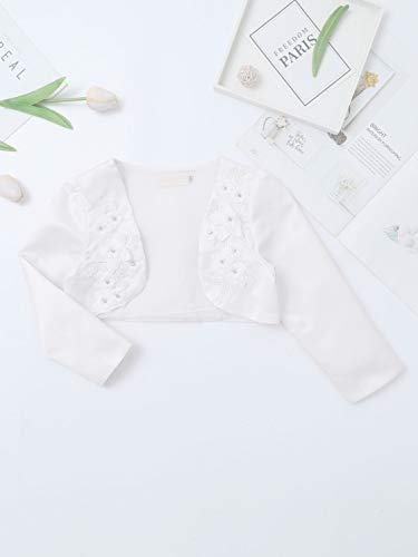 Jelory Kids Girls Long Sleeve 3D Flower Applique Bolero Wedding Party Princess Cover Up Shrug Cardigan3