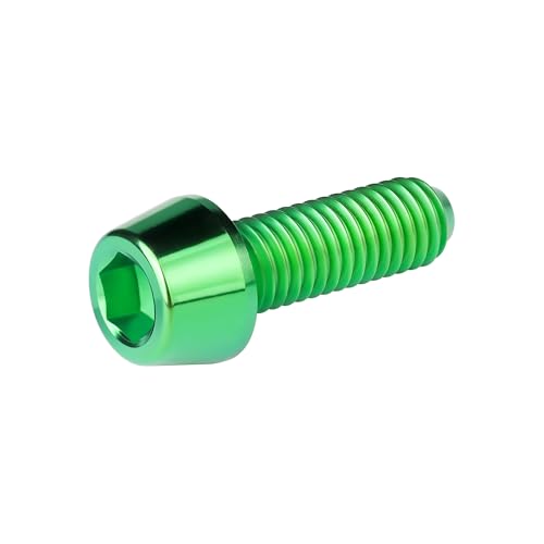 Image of Titanium Ti Bolt M5x9 16 18 20 25 30 35 40 45 50 55 60mm Tapered Head Screws Pack of 4 (M5x16mm, Green)
