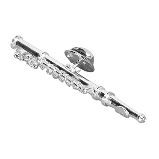 Broche de Flauta de Plata Broche de Solapa de Instrumento Musical en Miniatura con Estuche de Instrumento Forrado de Terciopelo Rojo