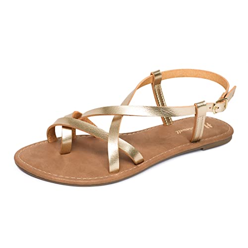 Image of Huayuanwell Women's Gladiator Flat Sandals Fisherman Strappy Sandals Ankle Strap Sandals