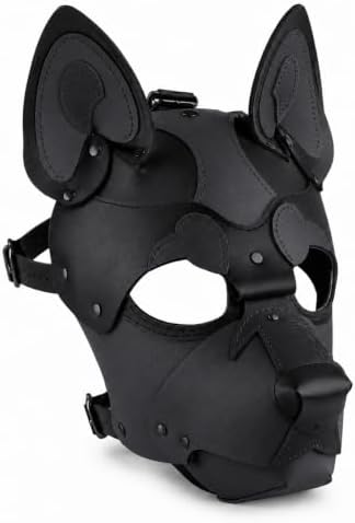 nurdewn Pup Hood Mask PU Leather Dog Mask with Detachable Muzzle