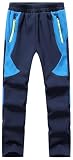 Asfixiado Kinder Softshellhose Skihose Schneehose Gefüttert Thermohose Wasserdicht Winter Jungen Mädchen Wanderhose Outdoorhose Matschhose(16012 Dark Blue M)