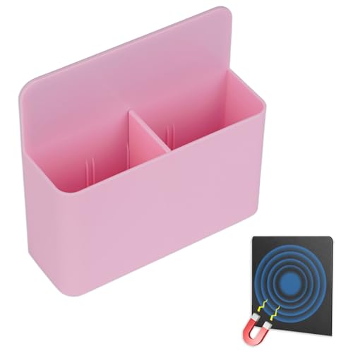 Shpucise Pink Magnetic Pen Marker Holder with Adjustable Pad Remote Control Holder Adjustable Fits Fridge Refrigerator Whiteboard Locker for Office Home School