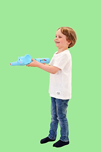 Poppimals Elefant Ballkanone (35 cm) - witziges Kinderspielzeug ab 3 Jahre, Blaue Kanone mit 20 bunten Bällen, mit Pumpmechanismus und Silikonrüssel