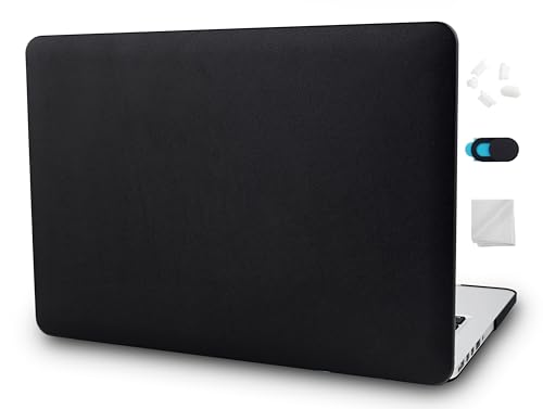 KECC Compatible with MacBook Air 13 inch Case 2010-2017 Release (Old Version) A1466 A1369 Italian Leather Hard Shell for MacBook Air 13.3 inch, Black Leather