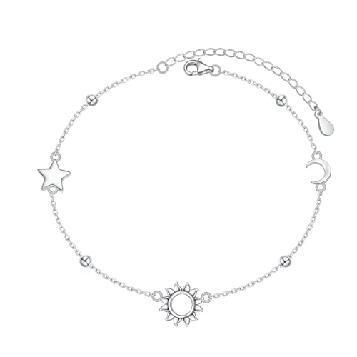 Image of S925 Sterling Silver Anklet for Women Adjustable Plus Foot Ankle Bracelet