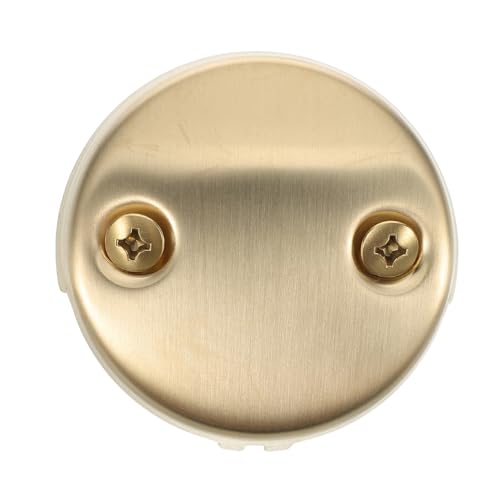 ABOOFAN Golden Stainless Steel Bathtub Overflow Drain Cover with Two Hole Faceplate and Mounting Screws Essential Bathroom Drain Stopper for Stylish and Safe Home Use