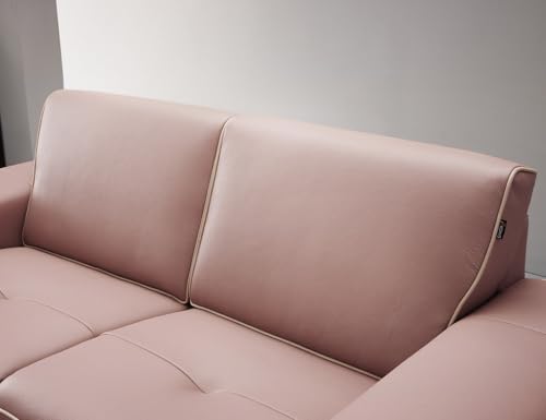 Image of Fabrique ASOS 3 Seater with Puffy Moden Design Leatherette Light Purple Sofa Sturdy Design with a Lightweight Frame & Stainless Steel Legs | Furniture for Home Office & Living Room
