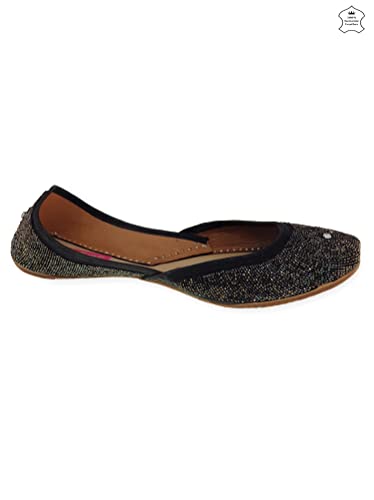 Image of Fulkari Women's Mirror Genuine Soft Leather Embroidered Jutis | Bite and Pinch Free Jutti | Punjabi Formal Juttis | Girl's Wedding Flat Ladies Mojari | Formal Ethnic Juti |