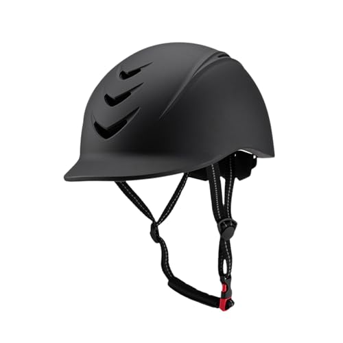 predolo Reithelm Reitmütze Leichte Reitkappe Komfortabler Verstellbarer Atmungsaktiver Zubehör Outdoor Sport Fahrradhelm, Schwarz