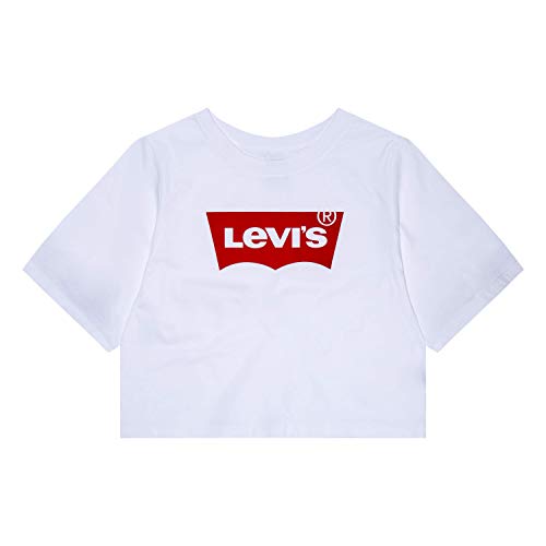 Levi's Girls' Little High Rise Batwing T-Shirt, White/Red, 6