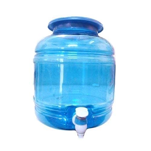 Image of MOOLYAVAAN Products Plastic Water Dispenser Jar with Tap Blue 10 Litre Storage Container for Home and Office