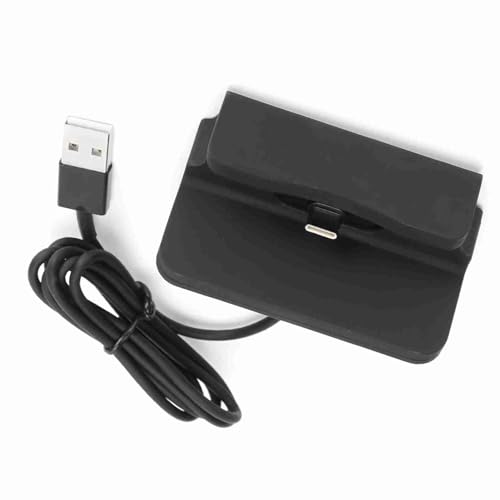 Image of lyrlody Mobile Phone Charger, Plastic Type C Charging Base Stand with 1m Cable, Charging Stand for Desk Home Office, Data Sync and Hands Free Use for P9 P20 Pro Mate 10 (Black)