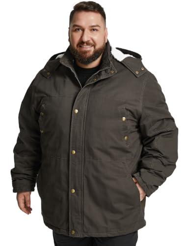 Image of Soularge Men's Big and Tall Military Winter Warm Parka Jacket with Hood | Thickened Cotton Shell,Warm Sherpa Lined,Multi Pockets,Detachable Hood,Windproof