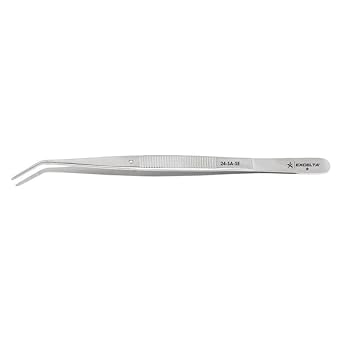Excelta Angulated Stainless Steel Tweezer, Strong Blunt Points, 6 Overall Length