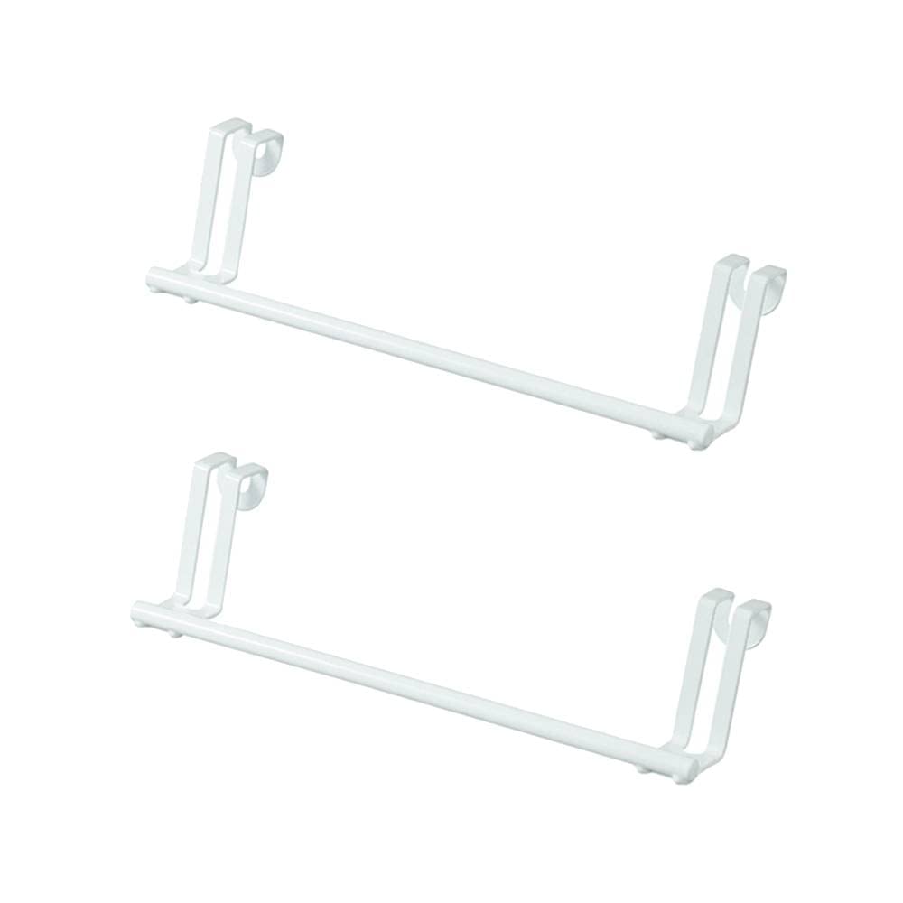 2 Pack Over The Door Towel Rail, Bathroom Kitchen Cabinet Towel Rag Rack Shelf Hanger, Towel Holder for Cupboard Drawer Cabinet, Towel Bar Holder No Drilling