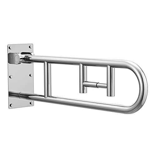 Moen R8962Fd 30-Inch Flip-Up Bathroom Grab Bar, Stainless With Moen R8960Fd 30-Inch Flip-Up Screw-In Bathroom Grab Bar With Textured Grip, 30 Inch, Peened #TOP3