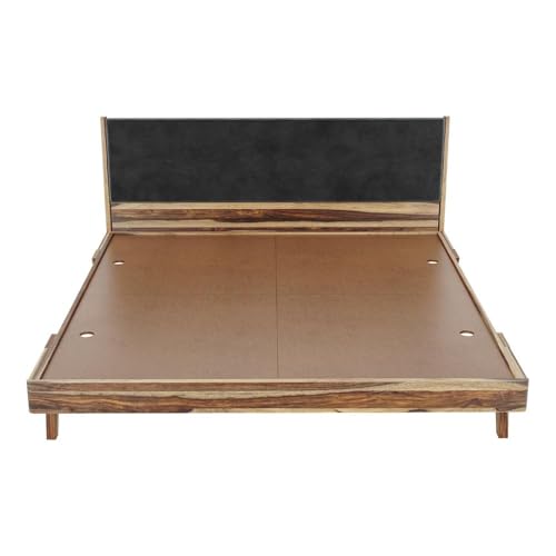 Image of Wakefit Bed | King (78x72) Sheesham Wood Bed Upholstered, Without Storage | 3 Year Warranty | Lynx - Burma Brown