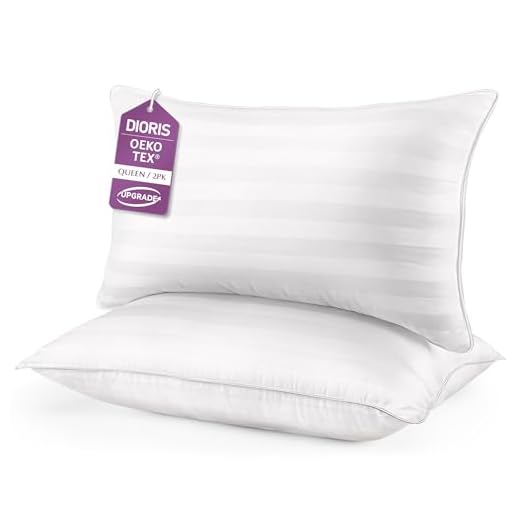DIORIS Pillows Queen Size Set of 2 - Luxury Hotel Collection Bed Pillows for Sleeping, Supportive Side Sleeper Pillow, Fluffy Down Alternative Microfiber Filled for Back, Stomach Sleepers