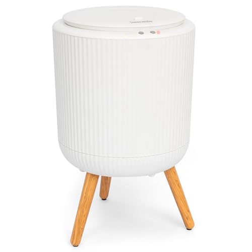 SereneLife Freestanding Towel Warmer Bucket – 18' Hot Towel Warmer with Legs for Bathroom & Spa, 12L Capacity, Built-In Timer, Aroma Discs & LED Indicator, Fits One Towel or Robe, Gray