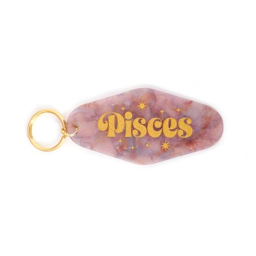 Astrological Leo Zodiac Sign Acrylic Keychain with Gold Stars