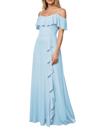 Yixkuyix Bridesmaid Dress Spaghetti Strap Ruffle...