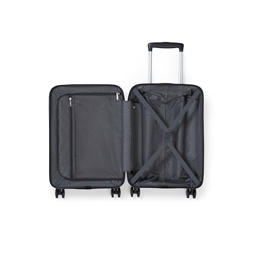 Image of American Tourister Qubiz | Cabin Trolley Bag (55 cm) | 360 8 Wheel Travel Luggage | Hard Case Polypropylene Suitcase | Recessed Combination Lock | Black /Dark Olive