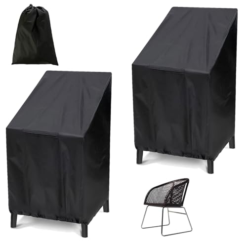 PEEXTBB Pokrowiec na krzesła ogrodowe, 2 sztuki, 65 x 65 x 120 cm, pokrowiec na krzesła ogrodowe, tkanina Oxford 210D, pokrowiec ochronny na krzesła balkonowe z możliwością układania w stos