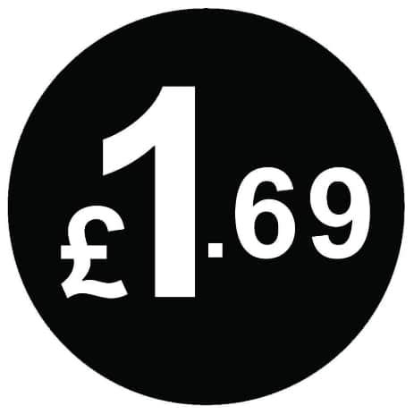 £ Black Price Stickers - 20mm, £1.69, 10000 — image 1