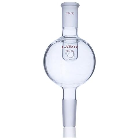 Laboy Glass Splash-Guard Adapter Rotary Evaporator Bump Trap 250ml with 24/40 Top Joint and 24/40 Bottom Joint,with Upper Inner Vapor Tube Cover