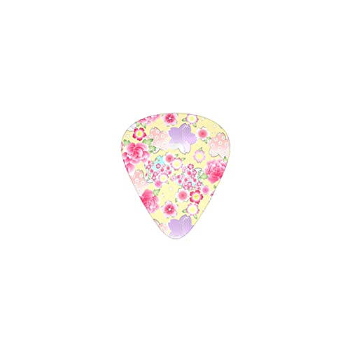 牡丹と桜の花柄 デザインギターピック guitar pick ティアドロップ型 エレキギター/アコースティックギター/クラシックギター/ベース等の練習に最適な12枚セット