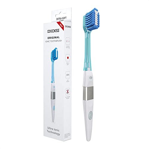 IONIC KISS | Cepillo de Dientes Iónico Original + Cabezal Extrasuave - Ancho Azul | Limpieza Dental | Dientes Blancos | Producto de Japón