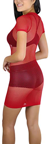 Image of ToBeInStyle Women's Stretch See Through Fishnet Novelty Mini Rave Party Dress