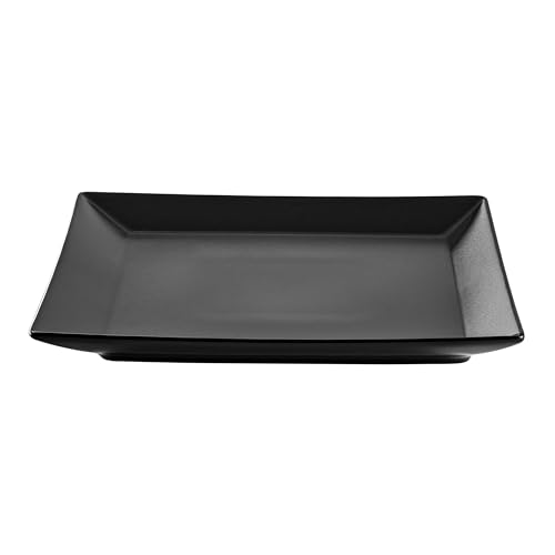 METRO Professional Platos llanos de cerámica de gres, 26 x 26 cm, cuadrados, juego de 6 unidades, aptos para microondas y lavavajillas, apilables (Negro)