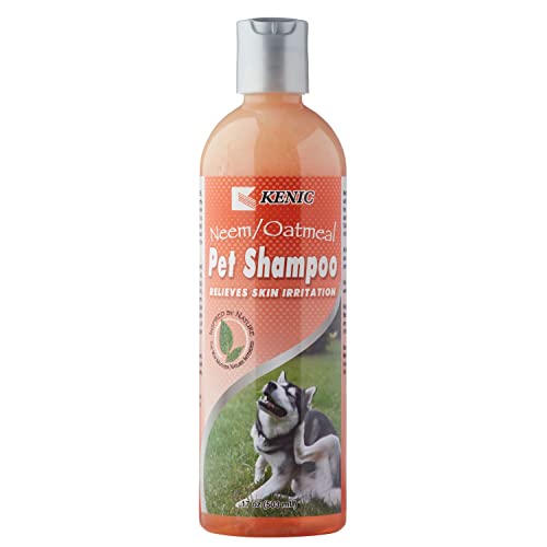 Kenic Neem Oatmeal Shampoo for Dogs & Cats, Dog Shampoo Flea & Tick Support – Fast-Acting Relief for Itchy, Dry, or Irritated Skin – 17oz – Made in USA